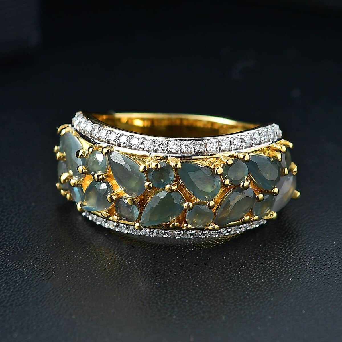 Narsipatnam Alexandrite and Moissanite 2.75 ctw Ring in 18K Vermeil Yellow Gold Over Sterling Silver (Size 7.0) image number 1