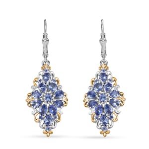 D'Joy Tanzanite 3.35 ctw Victorian Era Earrings in Vermeil YG and Rhodium Over Sterling Silver 