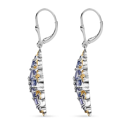 D'Joy Tanzanite 3.35 ctw Victorian Era Earrings in Vermeil YG and Rhodium Over Sterling Silver 