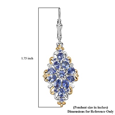 D'Joy Tanzanite 3.35 ctw Victorian Era Earrings in Vermeil YG and Rhodium Over Sterling Silver 