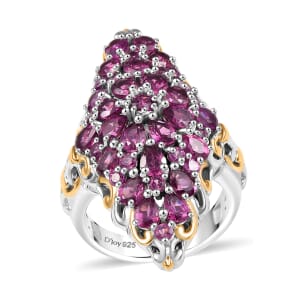D'Joy Radiant Ember Garnet 6.25 ctw Victorian Era Ring in 18K Vermeil YG and Rhodium Over Sterling Silver (Size 10.0)