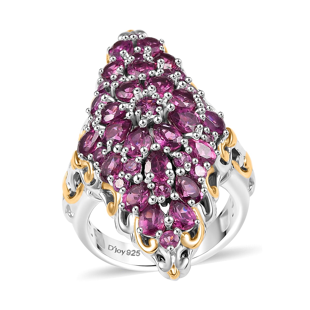 D'Joy Radiant Ember Garnet 6.25 ctw Victorian Era Ring in 18K Vermeil YG and Rhodium Over Sterling Silver (Size 7.0) image number 0