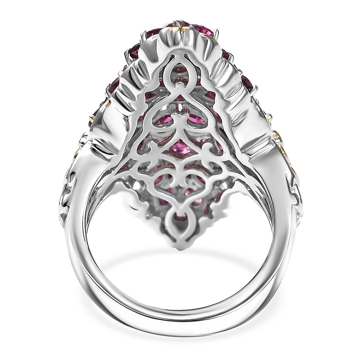 D'Joy Radiant Ember Garnet 6.25 ctw Victorian Era Ring in 18K Vermeil YG and Rhodium Over Sterling Silver (Size 7.0) image number 4