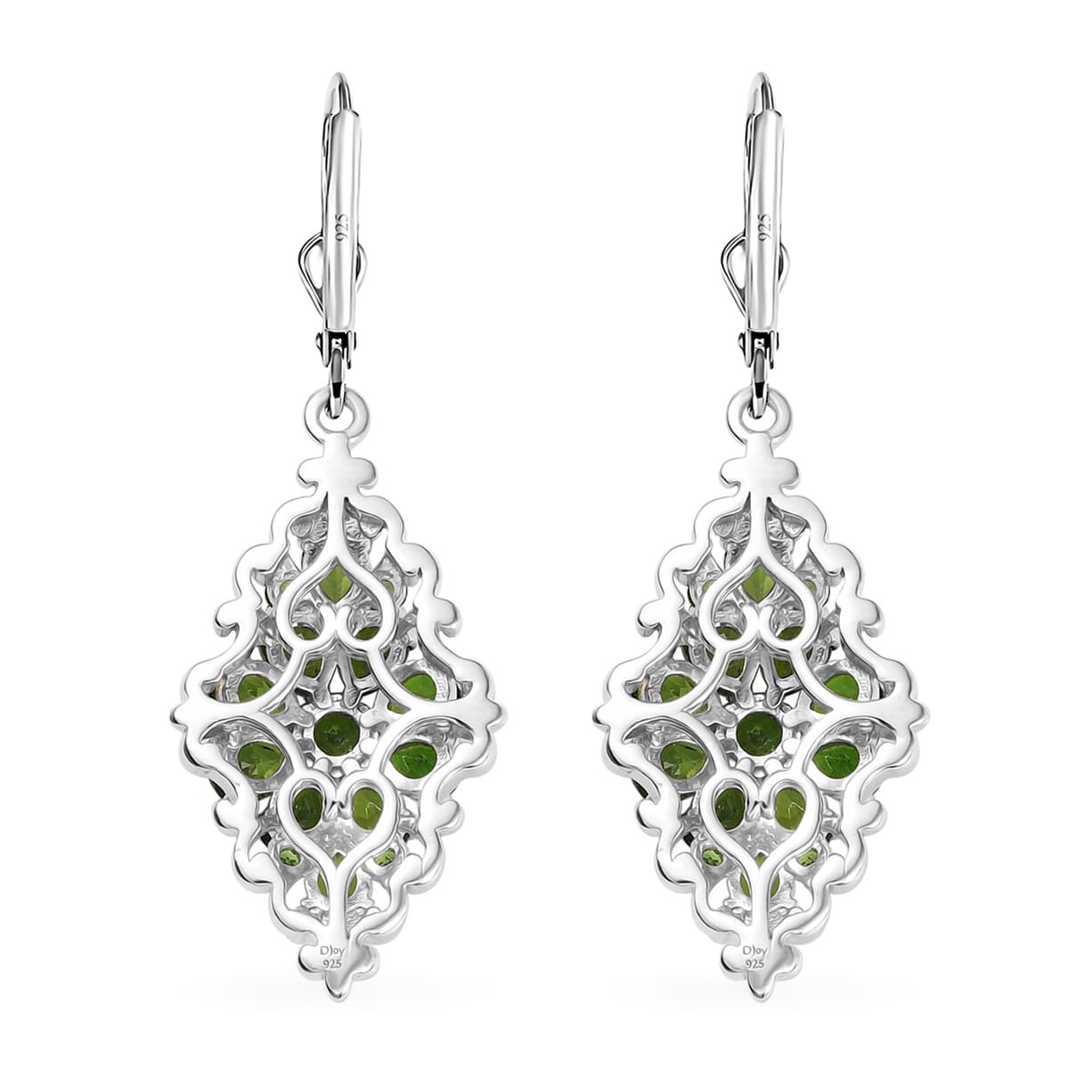 D'Joy Chrome Diopside 4.40 ctw Victorian Era Earrings in 18K Vermeil YG and Rhodium Over Sterling Silver image number 4