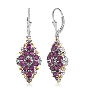 D'Joy Radiant Ember Garnet 5.10 ctw Victorian Era Earrings in 18K Vermeil YG and Rhodium Over Sterling Silver
