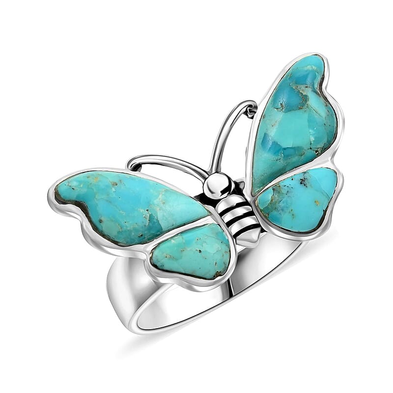 Santa Fe Style Kingman Turquoise 7.60 ctw Ring in Sterling Silver (Size 10.0)