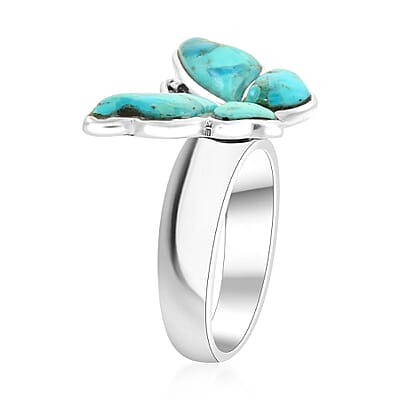 Santa Fe Style Kingman Turquoise 7.60 ctw Ring in Sterling Silver (Size 10.0)