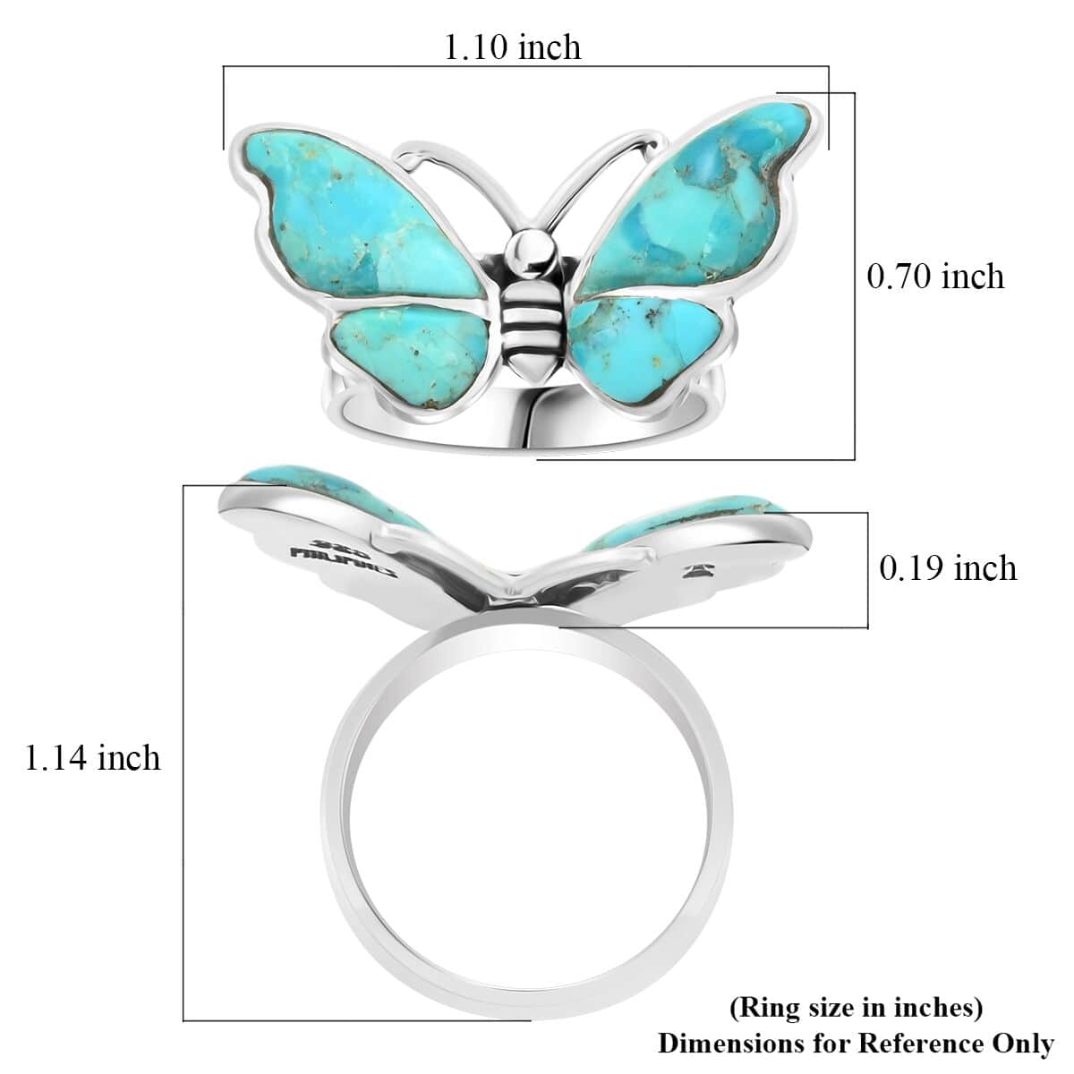 Santa Fe Style Kingman Turquoise 7.60 ctw Ring in Sterling Silver (Size 10.0) image number 4