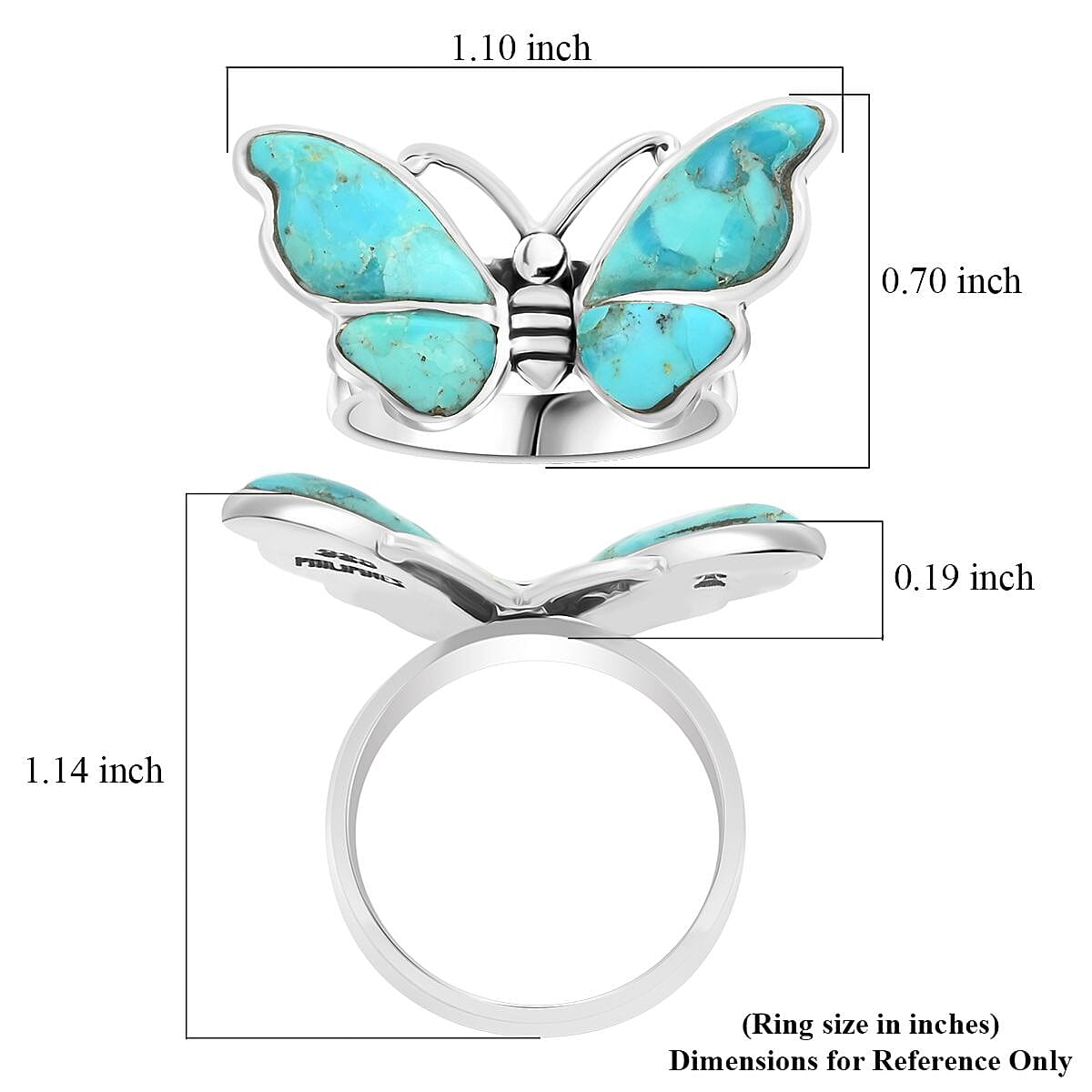 Santa Fe Style Kingman Turquoise 7.60 ctw Ring in Sterling Silver (Size 6.0) image number 4