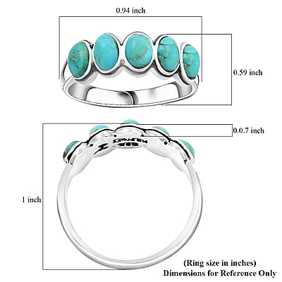 Santa Fe Style Kingman Turquoise 5.80 ctw Ring in Sterling Silver (Size 10.0)