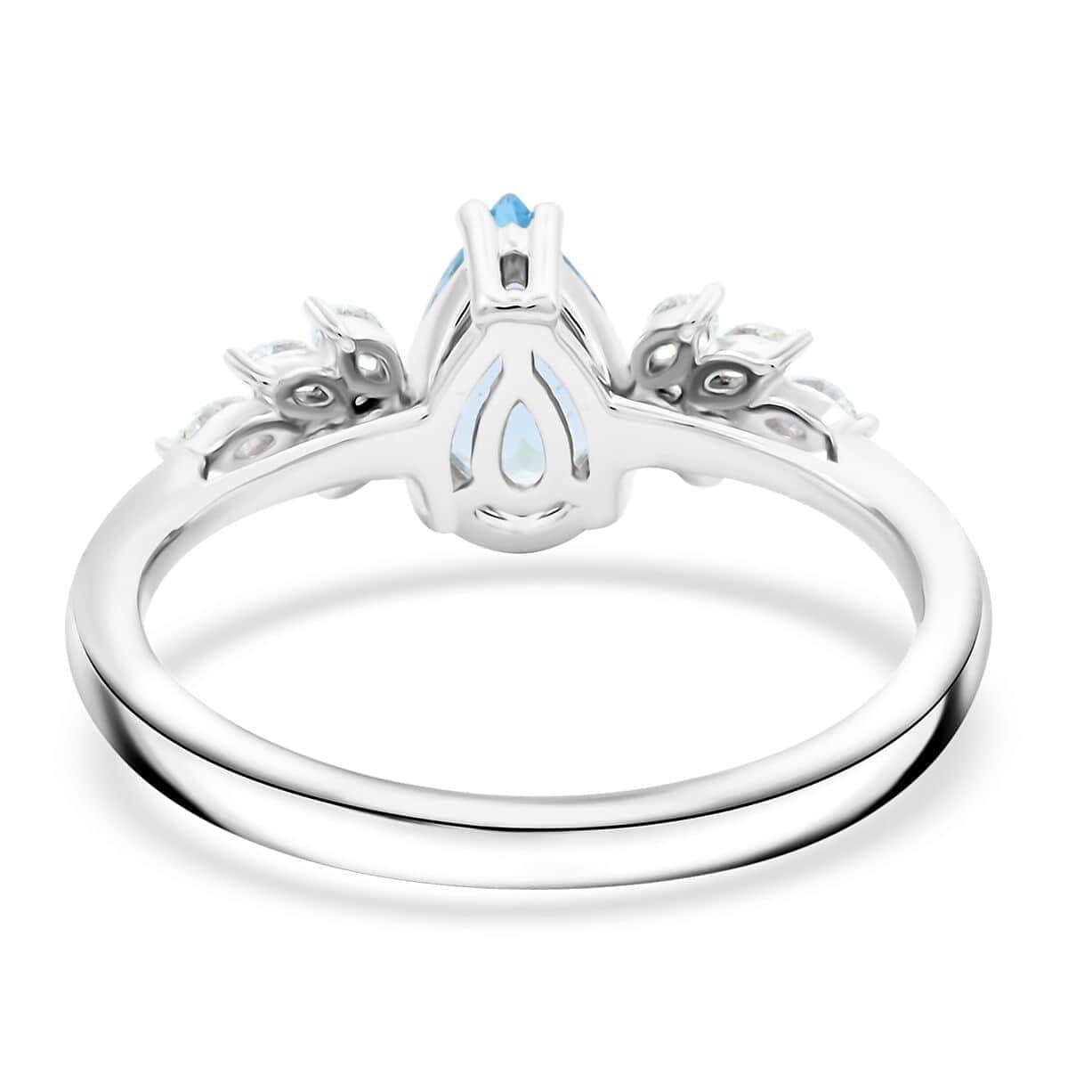 Rhapsody AAAA Santa Maria Aquamarine and E-F VS Diamond 1.50 ctw Ring in 950 Platinum (Size 10.0) 5.65 Grams image number 4