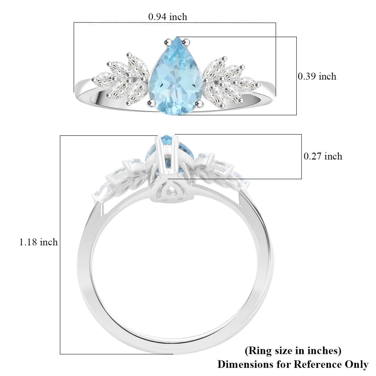 Rhapsody AAAA Santa Maria Aquamarine and E-F VS Diamond 1.50 ctw Ring in 950 Platinum (Size 10.0) 5.65 Grams image number 5