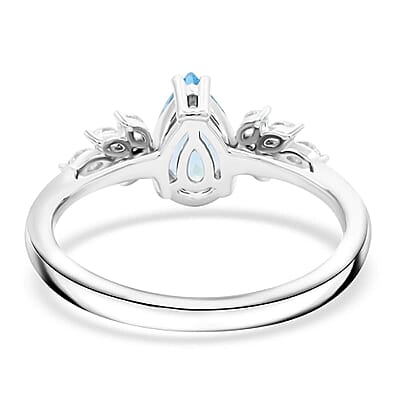Rhapsody 950 Platinum AAAA Santa Maria Aquamarine, Diamond (E-F, VS) (0.25 cts) Ring (Size 11.0) (5.65 g) 1.50 ctw