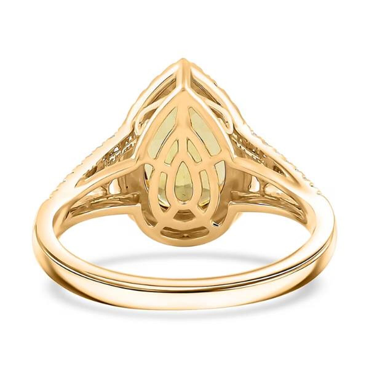 Certified & Appraised Luxoro 14K Yellow Gold AAA Turkizite, Diamond (G-H, I2) (0.52 cts) Ring (Size 10.5) (4.65 g) 4.15 ctw image number 6