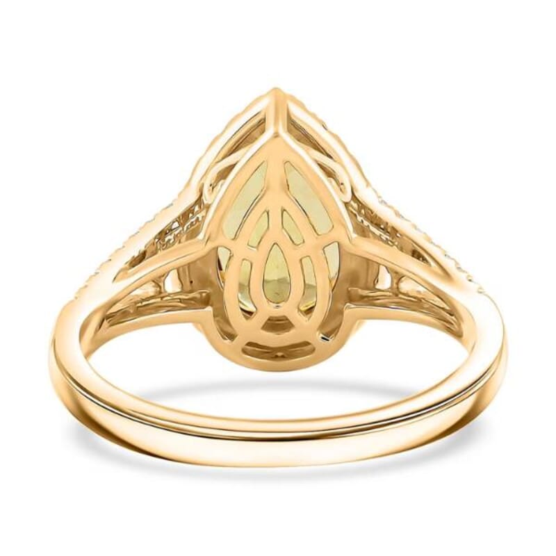Certified & Appraised Luxoro 14K Yellow Gold AAA Turkizite, Diamond (G-H, I2) (0.52 cts) Ring (Size 5.5) (4.65 g) 4.15 ctw