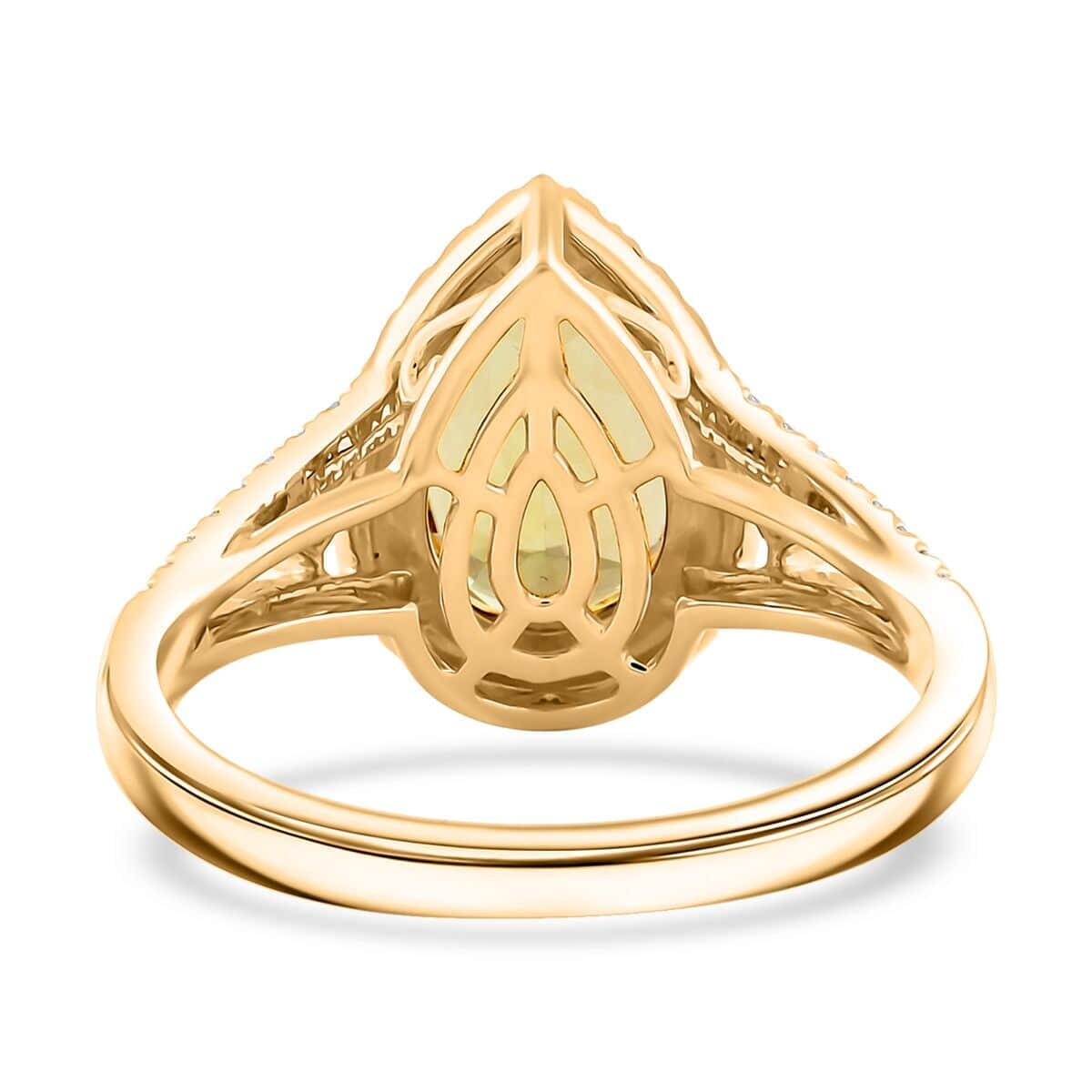 Certified & Appraised Luxoro 14K Yellow Gold AAA Turkizite, Diamond (G-H, I2) (0.52 cts) Ring (Size 7.5) (4.65 g) 4.15 ctw image number 4