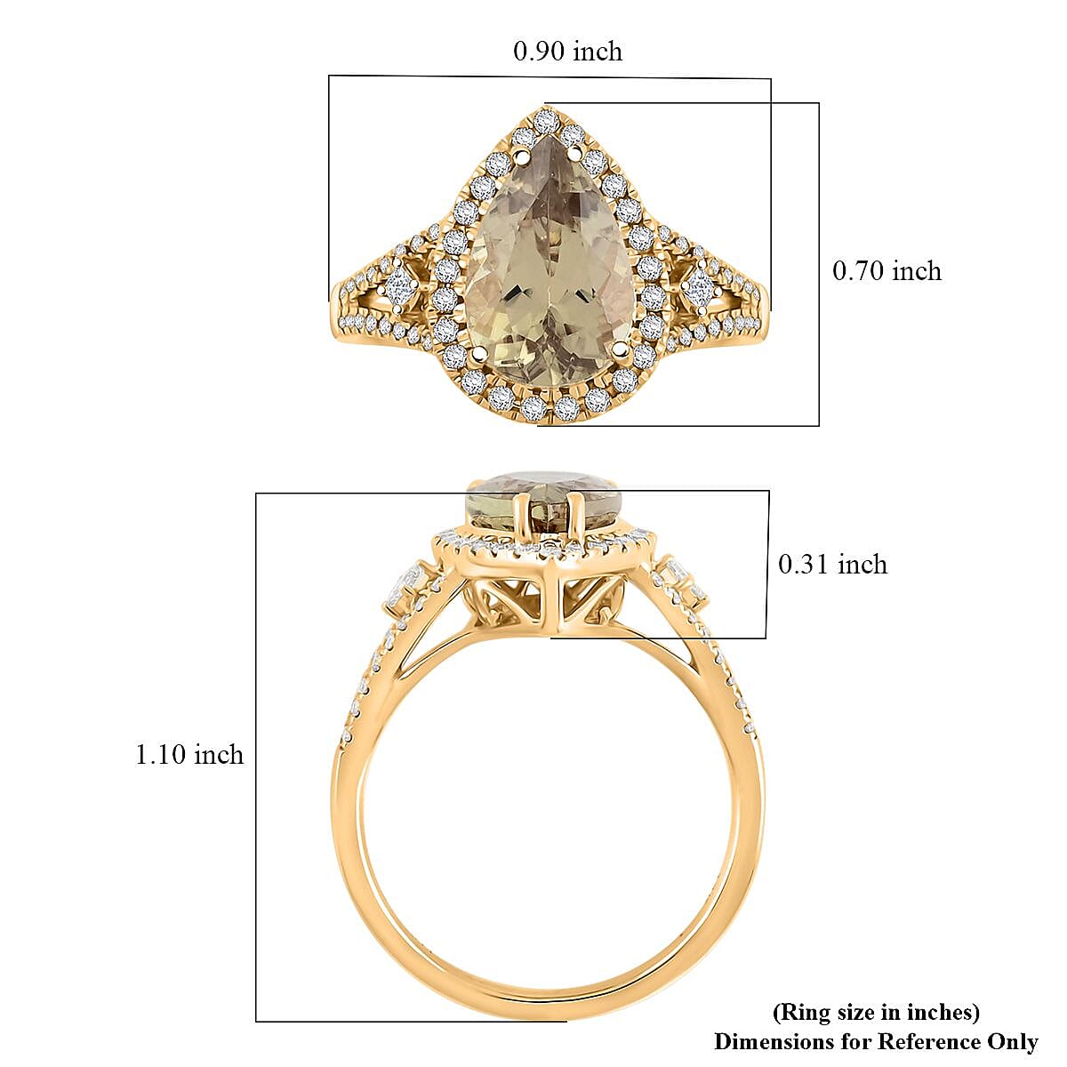 Certified & Appraised Luxoro AAA Turkizite and G-H I2 Diamond 4.15 ctw Ring in 14K Yellow Gold (Size 8.0) 4.65 Grams image number 5
