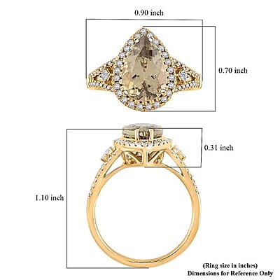 Certified & Appraised Luxoro AAA Turkizite and G-H I2 Diamond 4.15 ctw Ring in 14K Yellow Gold (Size 9.0) 4.65 Grams