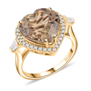 Certified & Appraised Luxoro AAA Turkizite and G-H I2 Diamond 7.10 ctw Ring in 14K Yellow Gold (Size 10.0)