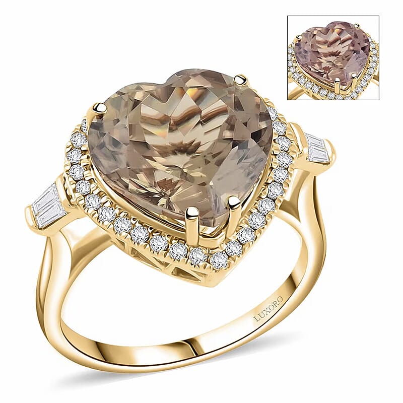 Certified & Appraised Luxoro AAA Turkizite and G-H I2 Diamond 7.10 ctw Ring in 14K Yellow Gold (Size 10.0)