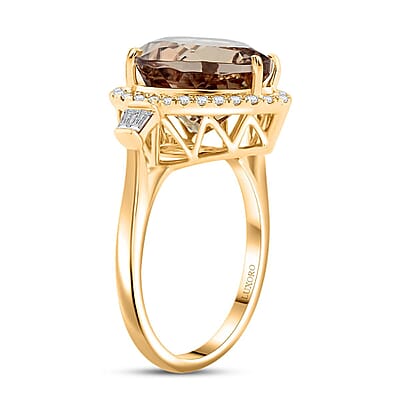Certified & Appraised Luxoro AAA Turkizite and G-H I2 Diamond 7.10 ctw Ring in 14K Yellow Gold (Size 10.0)