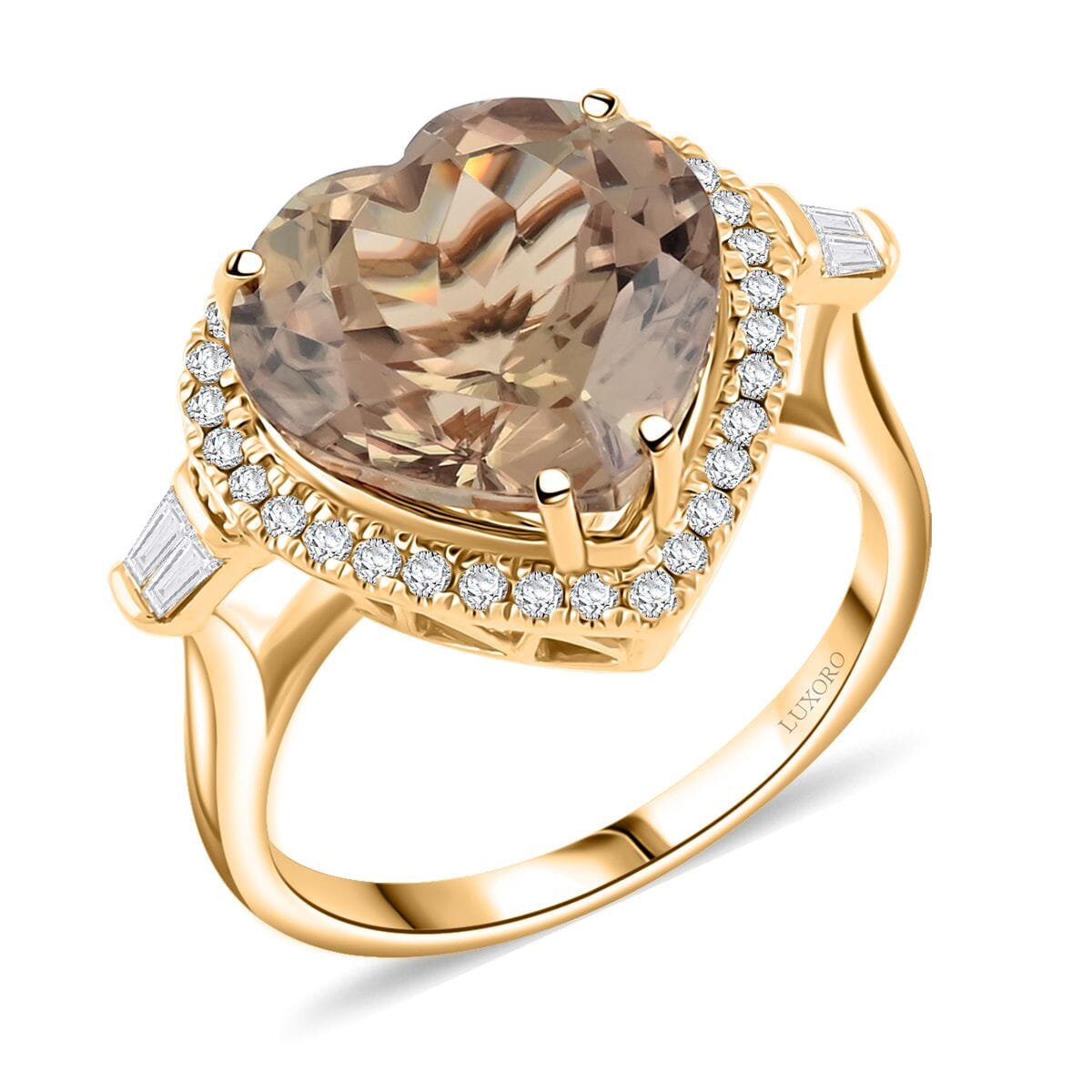 Certified & Appraised Luxoro AAA Turkizite and G-H I2 Diamond 7.10 ctw Ring in 14K Yellow Gold (Size 9.0) image number 0