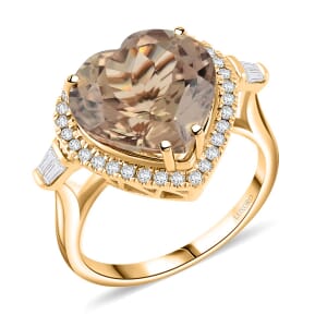 Certified & Appraised Luxoro AAA Turkizite and G-H I2 Diamond 7.10 ctw Ring in 14K Yellow Gold (Size 9.0)
