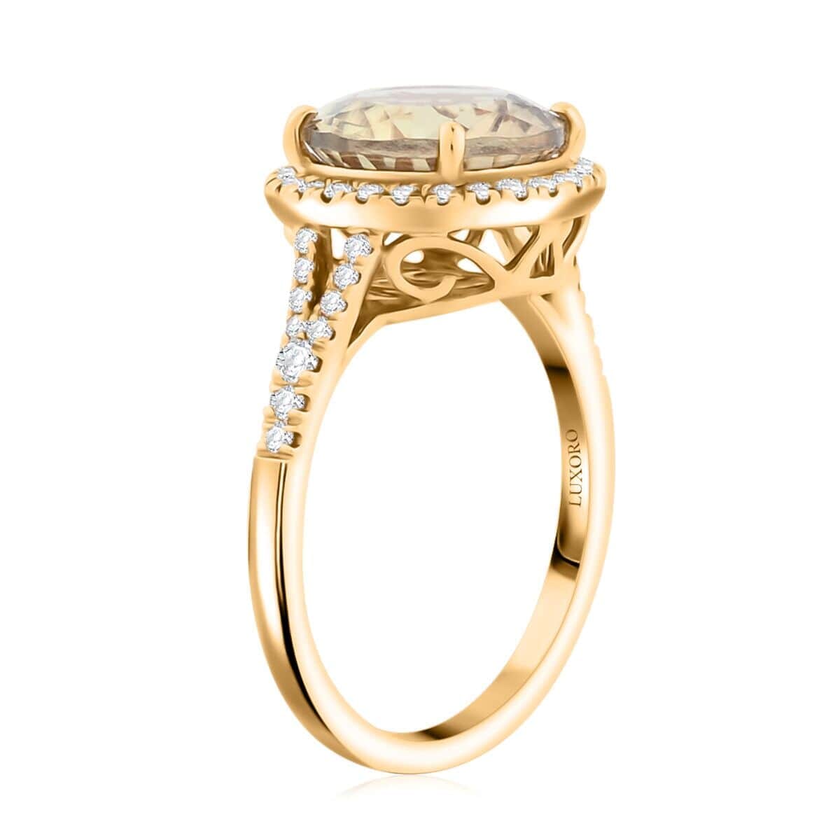 Certified & Appraised Luxoro 14K Yellow Gold AAA Turkizite, Diamond (G-H, I2) (0.37 cts) Ring (Size 5.5) (4.10 g) 5.00 ctw image number 3