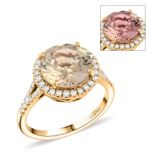 Certified & Appraised Luxoro AAA Turkizite and G-H I2 Diamond 5.00 ctw Ring in 14K Yellow Gold (Size 6.0) 4.10 Grams (Del. in 10-15 Days) 