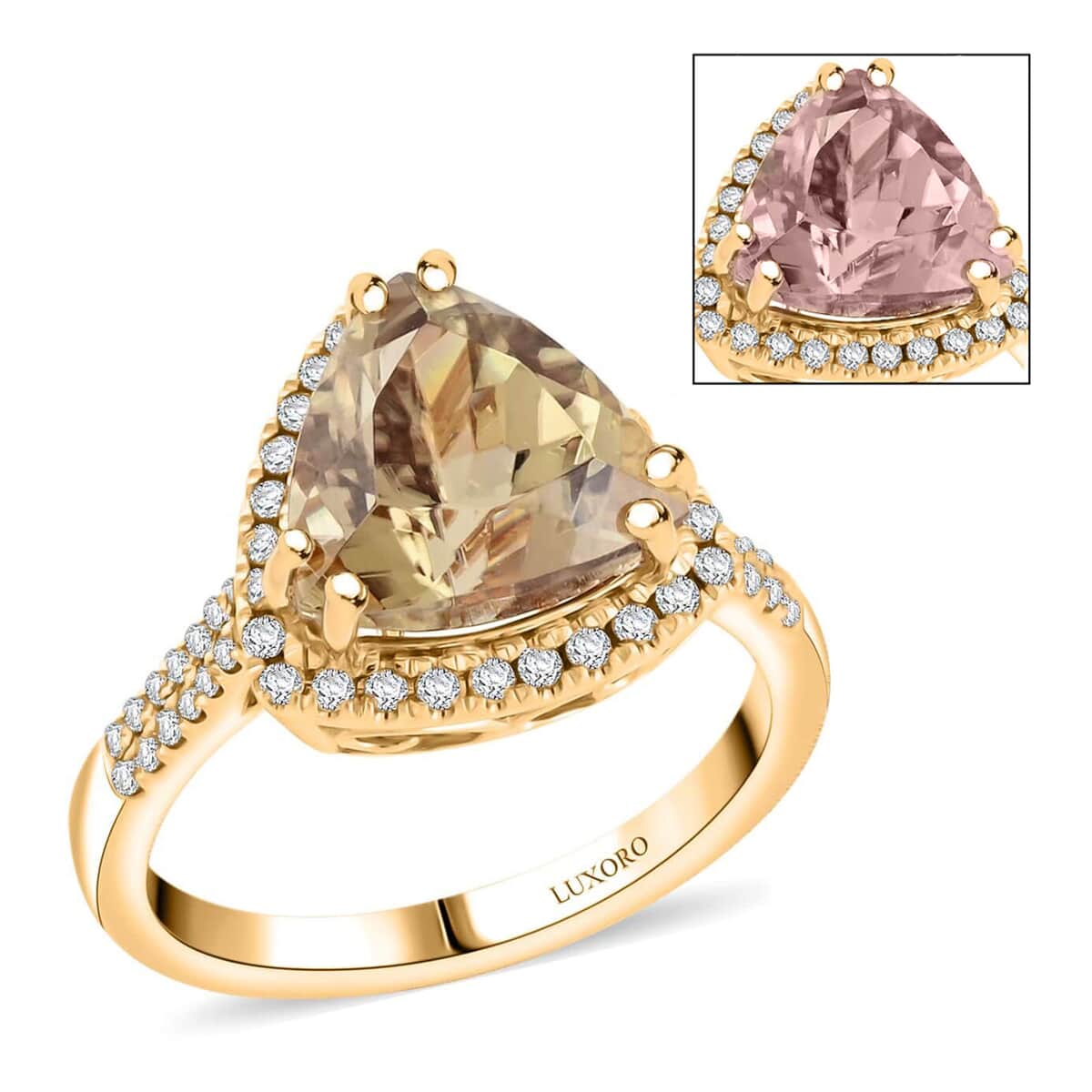 Certified & Appraised Luxoro AAA Turkizite and G-H I2 Diamond 4.50 ctw Ring in 10K Yellow Gold (Size 6.0) image number 0