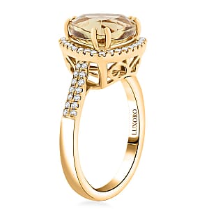 Certified & Appraised Luxoro AAA Turkizite and G-H I2 Diamond 4.50 ctw Ring in 10K Yellow Gold (Size 7.0)