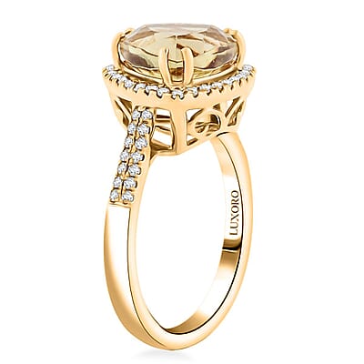 Certified & Appraised Luxoro AAA Turkizite and G-H I2 Diamond 4.50 ctw Ring in 10K Yellow Gold (Size 7.0)