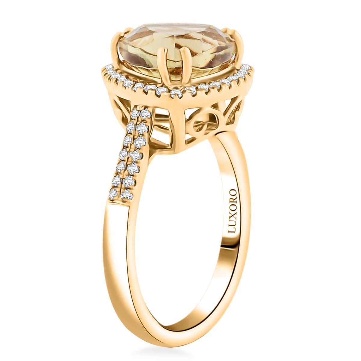 Certified & Appraised Luxoro 10K Yellow Gold AAA Turkizite, Diamond (G-H, I2) (0.37 cts) Ring (Size 7.5) 4.50 ctw image number 3