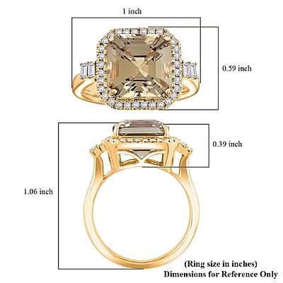 Certified & Appraised Luxoro AAA Turkizite and G-H I2 Diamond 5.96 ctw Halo Ring in 10K Yellow Gold (Size 5.0) 5.26 Grams