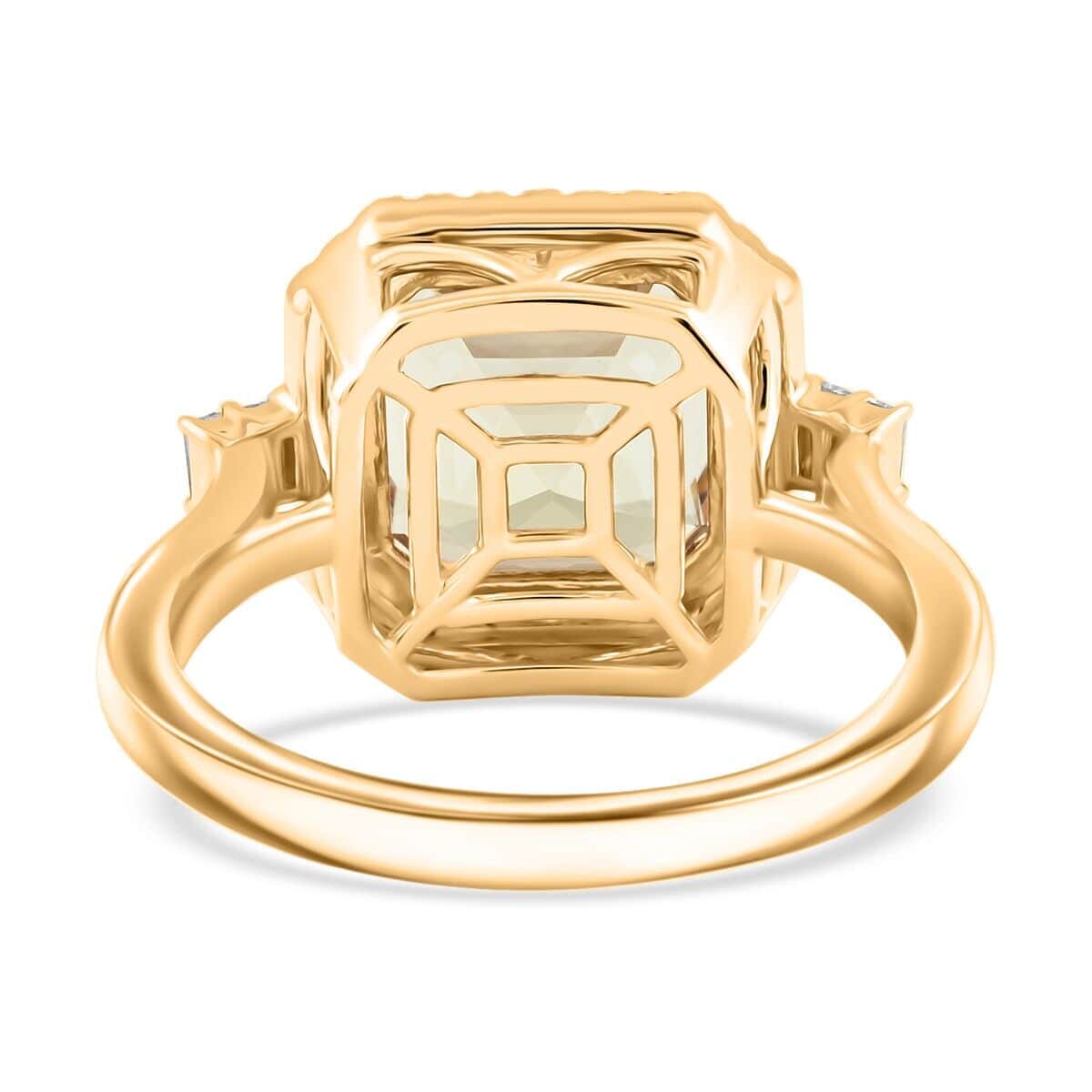 Certified & Appraised Luxoro AAA Turkizite and G-H I2 Diamond 5.96 ctw Halo Ring in 10K Yellow Gold (Size 7.5) 5.26 Grams image number 4