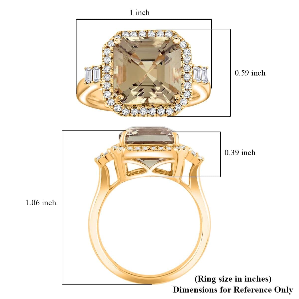 Certified & Appraised Luxoro AAA Turkizite and G-H I2 Diamond 5.96 ctw Halo Ring in 10K Yellow Gold (Size 7.5) 5.26 Grams image number 5