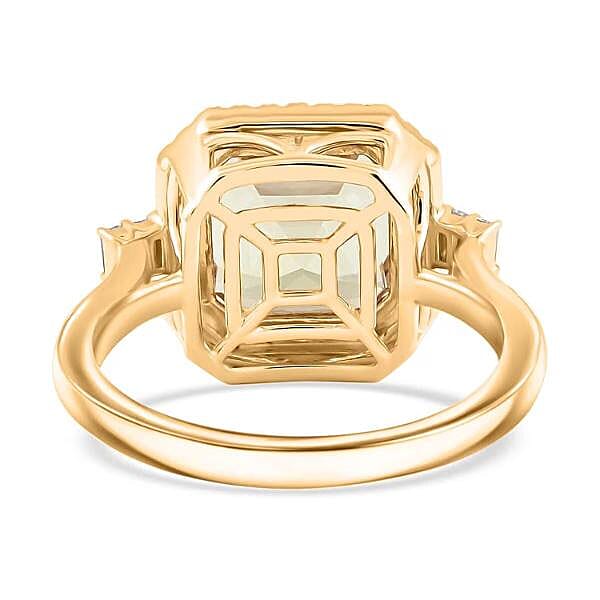 Certified & Appraised Luxoro AAA Turkizite and G-H I2 Diamond 5.96 ctw Halo Ring in 10K Yellow Gold (Size 9.0) 5.26 Grams