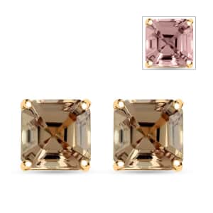 Doorbuster Certified & Appraised Luxoro AAA Asscher Cut Turkizite 4.50 ctw Stud Earrings in 10K Yellow Gold