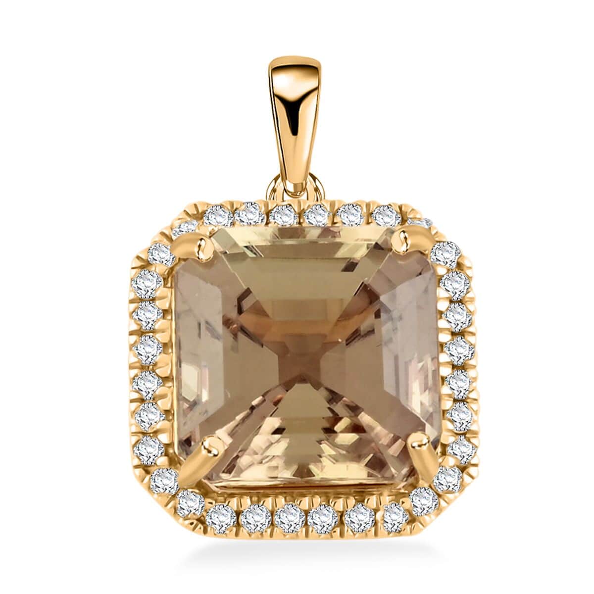 Doorbuster Certified & Appraised Luxoro AAA Turkizite and G-H I2 Diamond 5.84 ctw Halo Pendant in 10K Yellow Gold image number 0