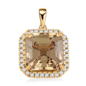 Doorbuster Certified & Appraised Luxoro AAA Turkizite and G-H I2 Diamond 5.84 ctw Halo Pendant in 10K Yellow Gold