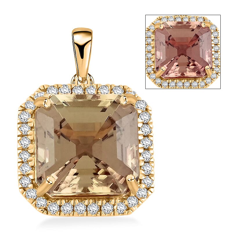 Certified & Appraised Luxoro AAA Turkizite and G-H I2 Diamond 5.84 ctw Halo Pendant without Chain in 10K Yellow Gold