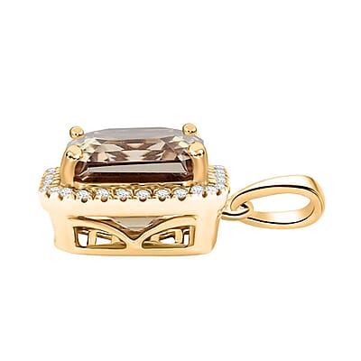 Certified & Appraised Luxoro AAA Turkizite and G-H I2 Diamond 5.84 ctw Halo Pendant without Chain in 10K Yellow Gold
