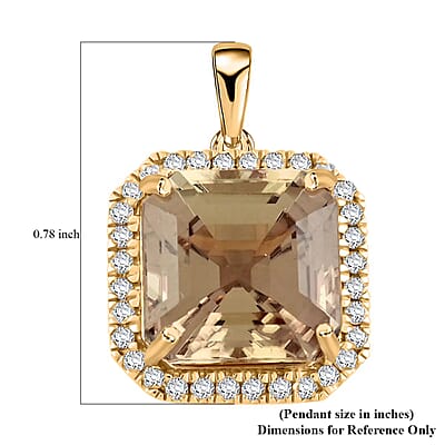 Certified & Appraised Luxoro AAA Turkizite and G-H I2 Diamond 5.84 ctw Halo Pendant without Chain in 10K Yellow Gold