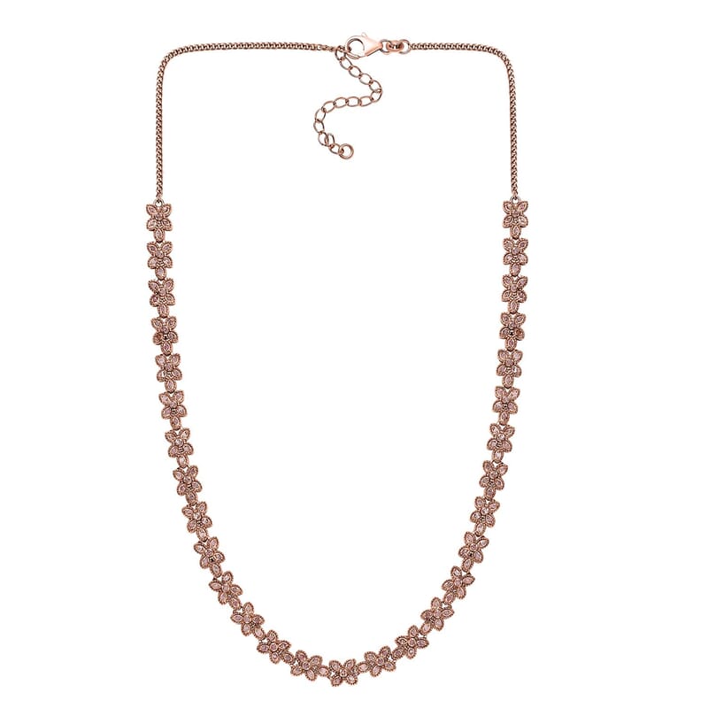 D'Joy Uncut Natural Pink Diamond 2.00 ctw Floral Necklace in 18K Vermeil Rose Gold Over Sterling Silver 18 Inches