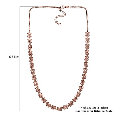 D'Joy Uncut Natural Pink Diamond 2.00 ctw Floral Necklace in 18K Vermeil Rose Gold Over Sterling Silver 18 Inches