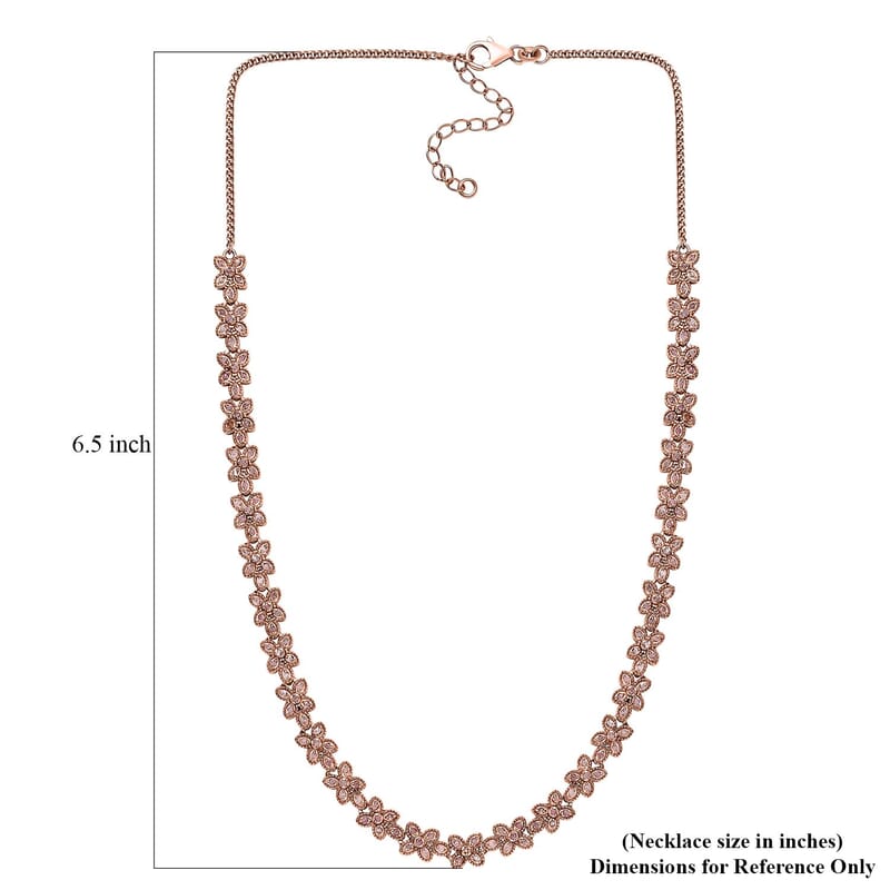 D'Joy Uncut Natural Pink Diamond 2.00 ctw Floral Necklace in 18K Vermeil Rose Gold Over Sterling Silver 18 Inches