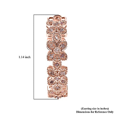 D'Joy Uncut Natural Pink Diamond 1.00 ctw Floral Hoop Earrings in 18K Vermeil Rose Gold Over Sterling Silver