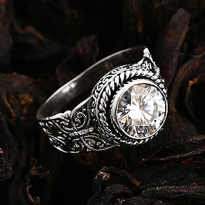 Bali Legacy Moissanite 2.50 ctw Butterfly Ring in Sterling Silver (Size 10.0)