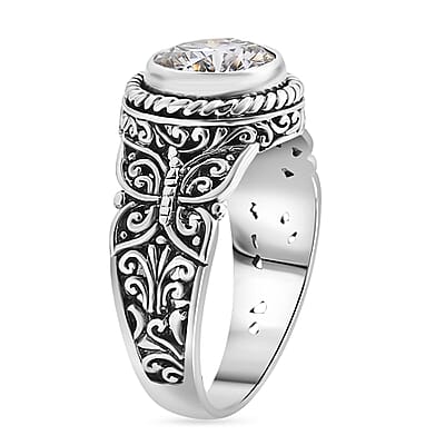 Bali Legacy Moissanite 2.50 ctw Butterfly Ring in Sterling Silver (Size 10.0)