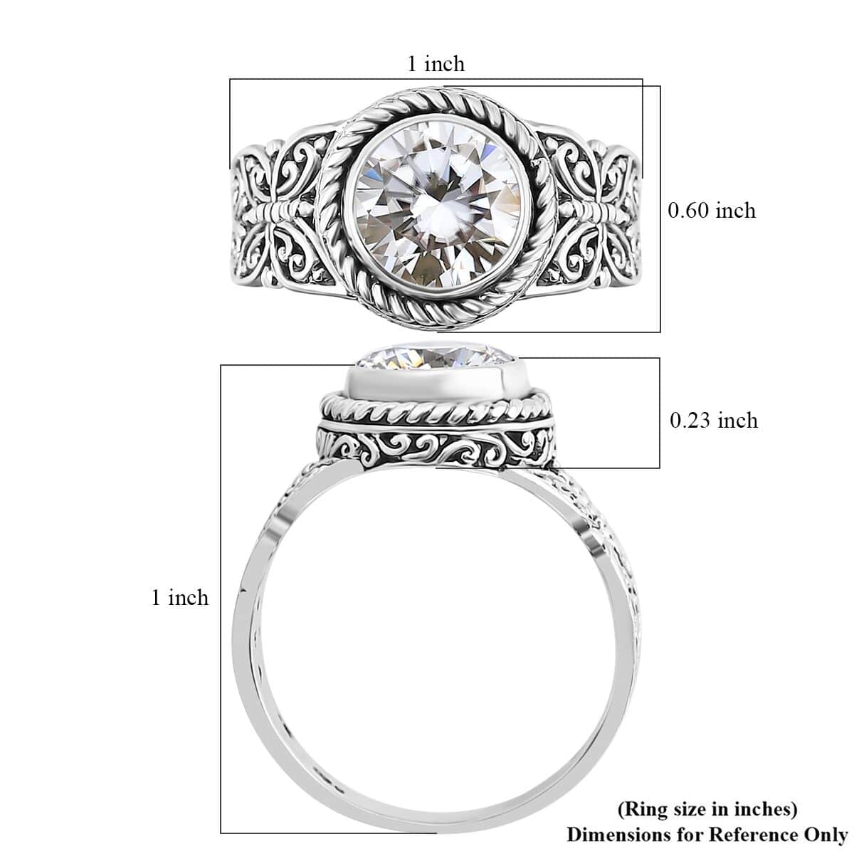 Bali Legacy Moissanite 2.50 ctw Butterfly Ring in Sterling Silver (Size 10.0) image number 5